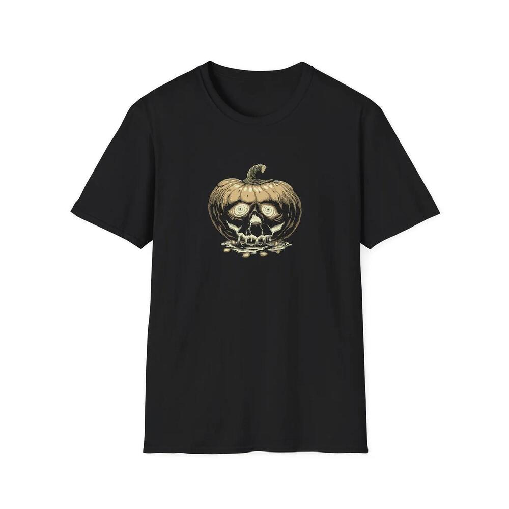 Skull Pumpkin Illustration T-Shirt Halloween Jack OLantern Shirt